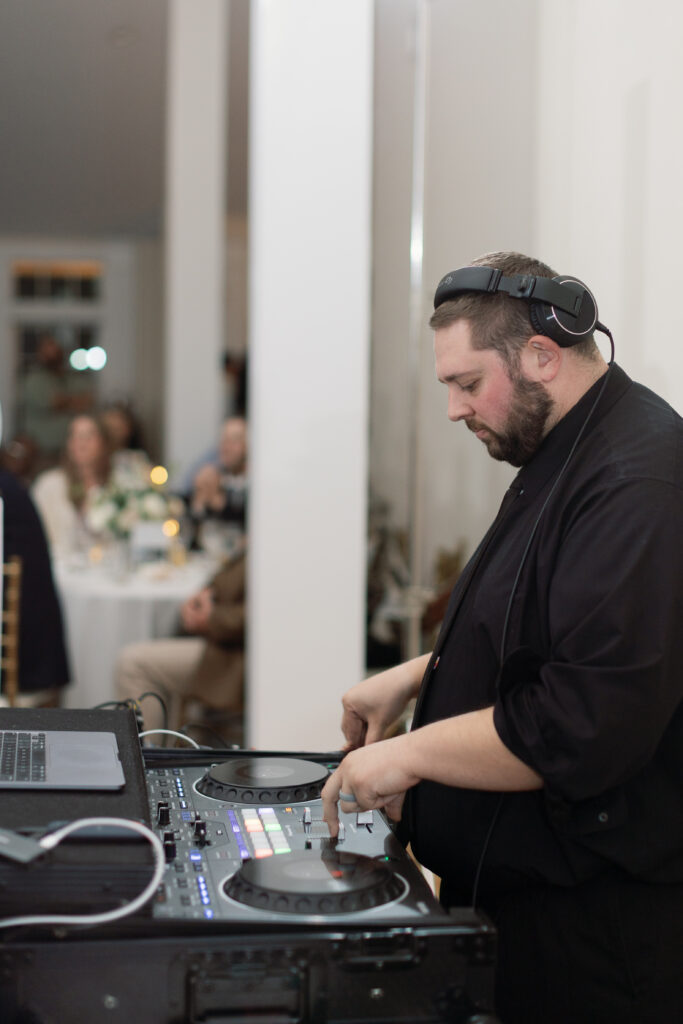 Washington Talent DJ Jake Sherman plays during a wedding in DC