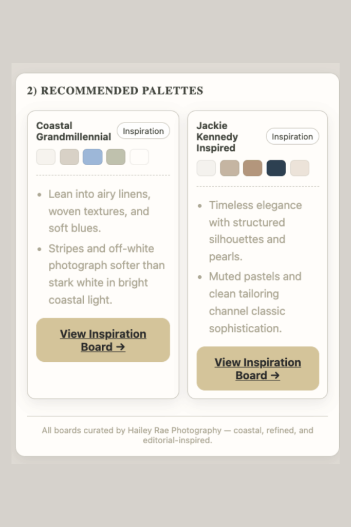 Color harmony tool displaying complementary and analogous color palettes for fall outfits and portrait styling.