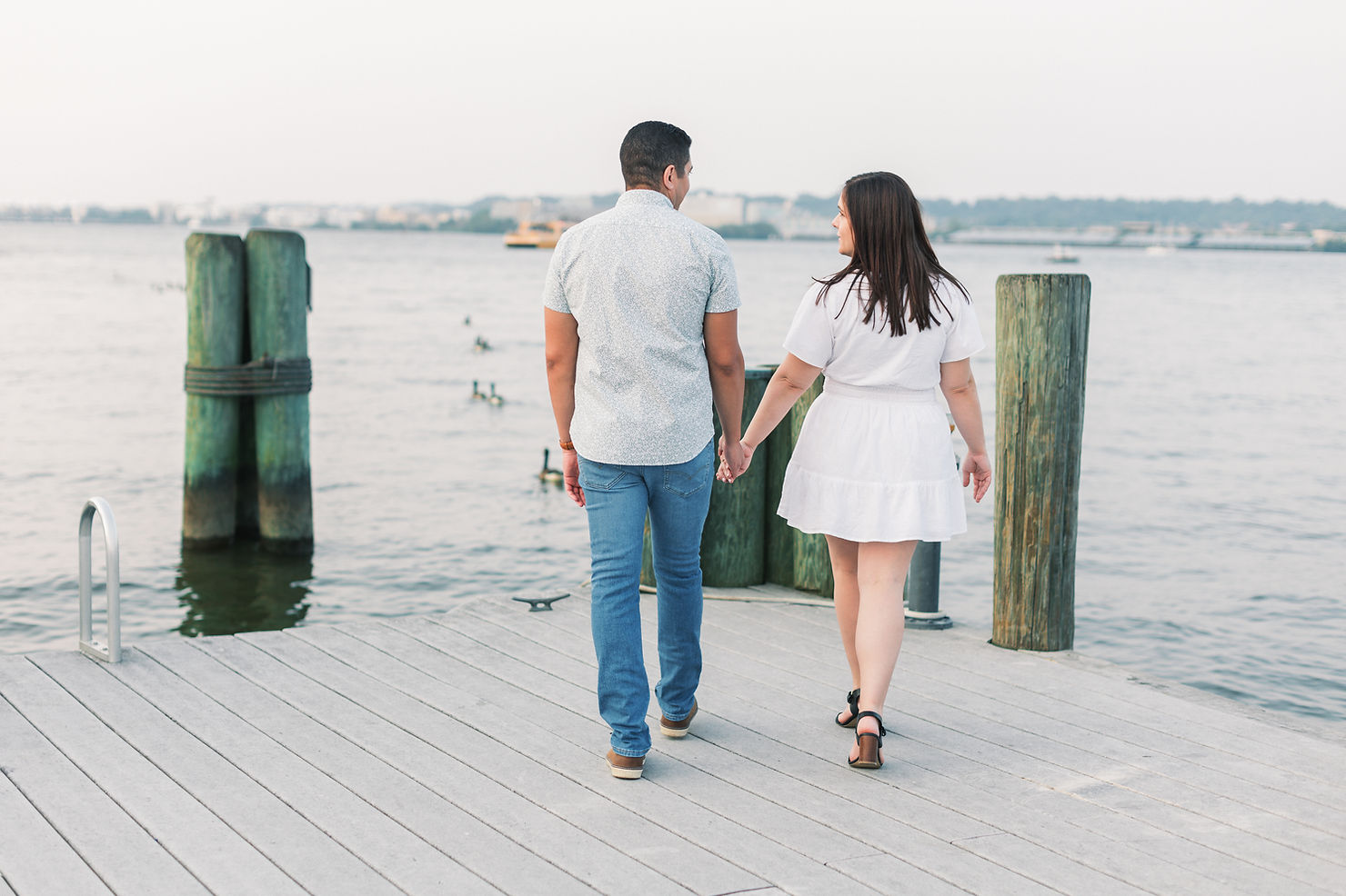 Sunset dockside elopement in Rock Hall, Maryland with Chesapeake Bay views