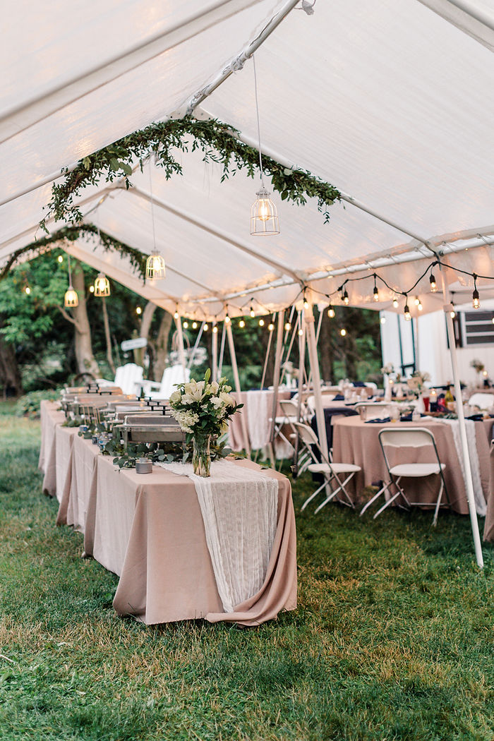 a backyard dreamy picturesque wedding reception