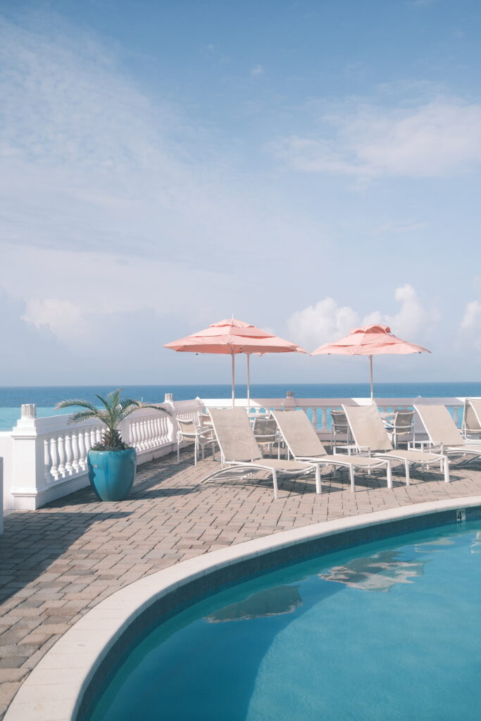 Oceanfront balcony view from Pompano Beach Club overlooking Bermuda’s coral reef