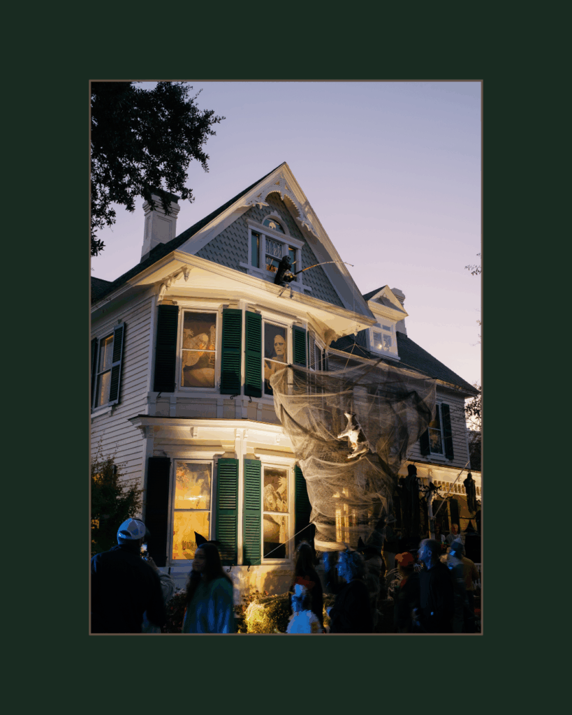 A historic home nestled in Beaufort by the Sea decorated with festive Halloween decor - Photographed by Hailey Rae Photography