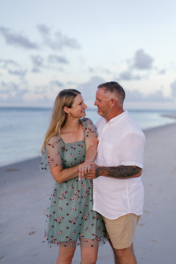 Romantic Fort Macon proposal photography at sunset