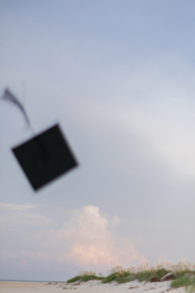 Graduation Cap artistic photo during a beach portrait session