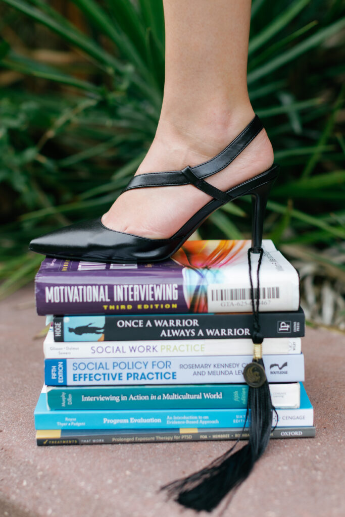 Creative graduation portrait on the beach during an Atlantic Beach NC senior session