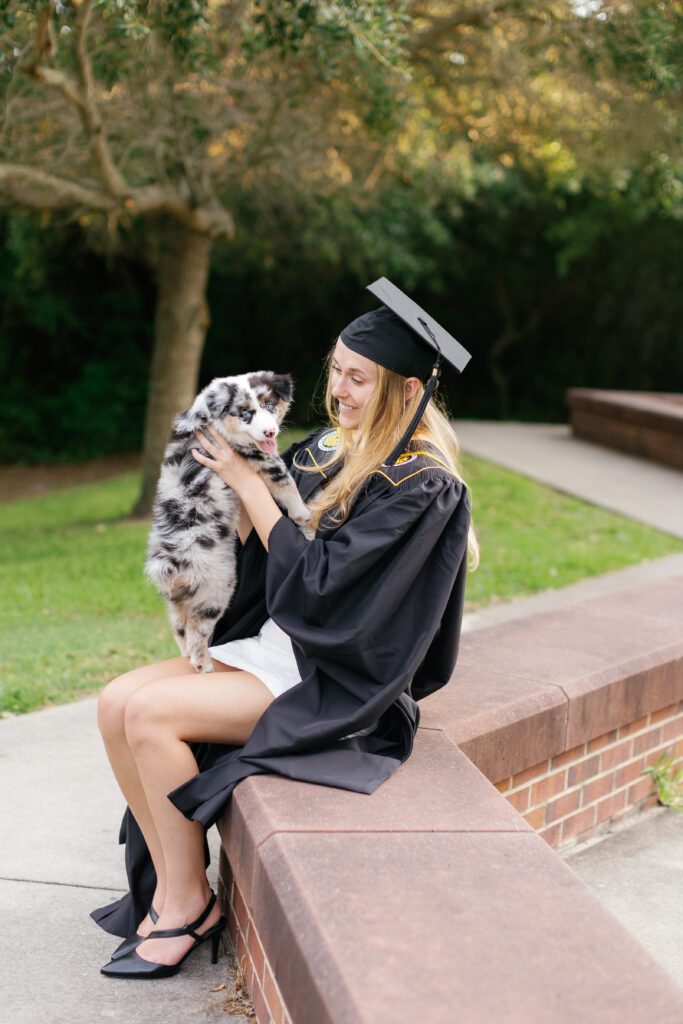 Graduation photos of a graduate at Fort Macon State Park